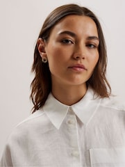 Ted Baker White Toloca White Oversized Linen Shirt - Image 3 of 5