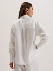 Ted Baker White Toloca White Oversized Linen Shirt - Image 4 of 5