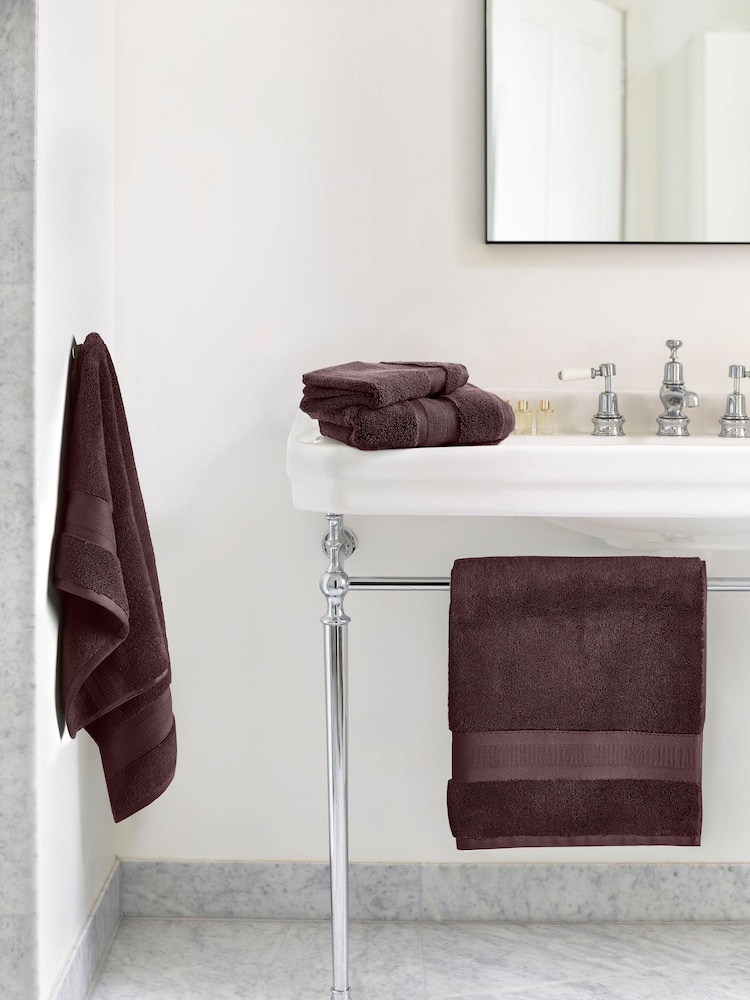 Jasper Conran London Chocolate Zero Twist Lightweight Soft Fast Drying 100% Cotton Towel - Image 1 of 5