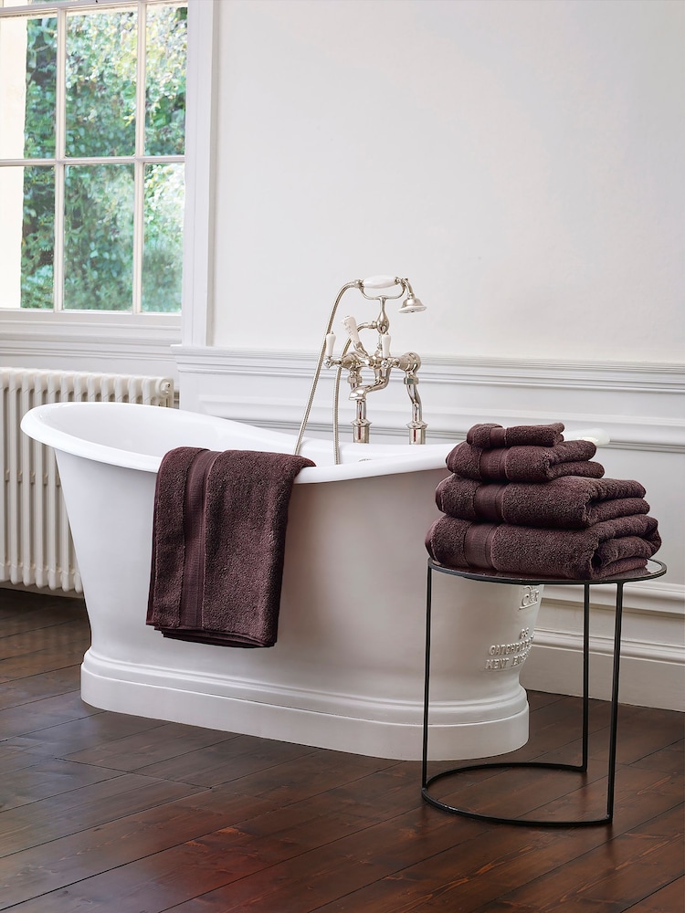 Jasper Conran London Chocolate Zero Twist Lightweight Soft Fast Drying 100% Cotton Towel - Image 4 of 5