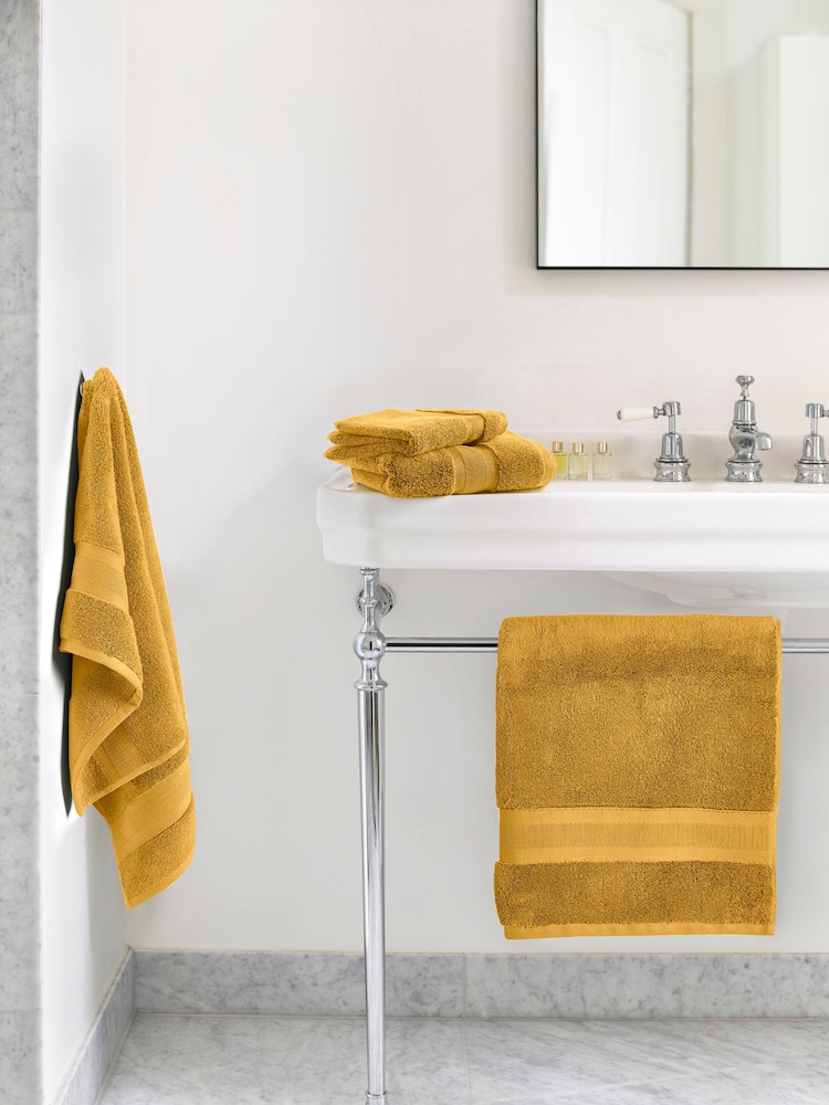Jasper Conran London Ochre Zero Twist Lightweight Soft Fast Drying 100% Cotton Towel - Image 1 of 5