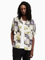 AllSaints Grey Sebastian Short Sleeve Shirt - Image 1 of 6