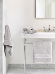 Jasper Conran London Pearl Grey Zero Twist Lightweight Soft Fast Drying 100% Cotton Towel - Image 1 of 5
