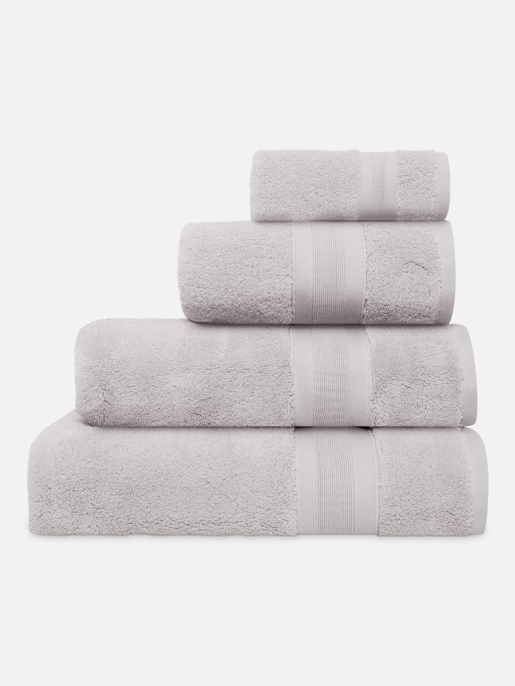 Jasper Conran London Pearl Grey Zero Twist Lightweight Soft Fast Drying 100% Cotton Towel - Image 3 of 5