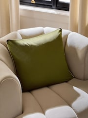 Olive 50 x 50cm Matte Velvet Contrast Pipe Cushion - Image 1 of 5