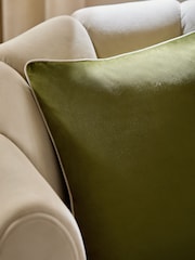 Olive 50 x 50cm Matte Velvet Contrast Pipe Cushion - Image 2 of 5