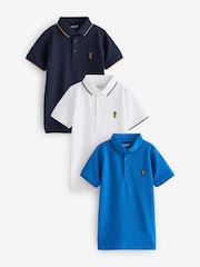 modra/Navy/White - kratek rokav; s kratkimi rokavi Polo majice 3 paket (3-16let) - Slika 1 iz 6