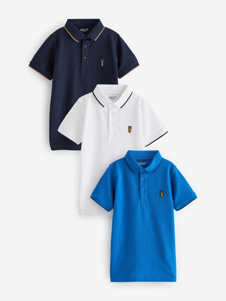 modra/Navy/White - kratek rokav; s kratkimi rokavi Polo majice 3 paket (3-16let) - Slika 1 iz 6