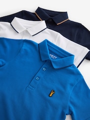 modra/Navy/White - kratek rokav; s kratkimi rokavi Polo majice 3 paket (3-16let) - Slika 6 iz 6