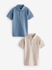 Blau/Stein - Kurzärmelige Polo-Shirts im 2er-Pack (3–16 J.) - Bild 1 von 5