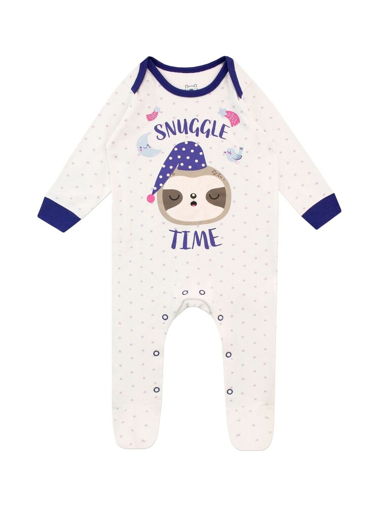 Harry Bear White Sloth 100% Cotton Sleepsuit with Snuggle Time Sloth - Image 1 of 3