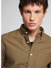 River Island Green Long Sleeve Oxford 100% Cotton Shirt - Image 3 of 4