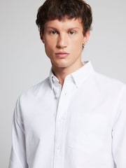River Island White Long Sleeve Oxford 100% Cotton Shirt - Image 3 of 4