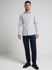 River Island Grey Long Sleeve Textured Smart Shirt - Image 1 of 4