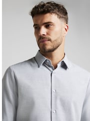 River Island Grey Long Sleeve Textured Smart Shirt - Image 3 of 4