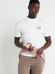River Island White Regular Fit 100% Cotton Short Sleeve En Fluers Language T-Shirt - Image 3 of 4