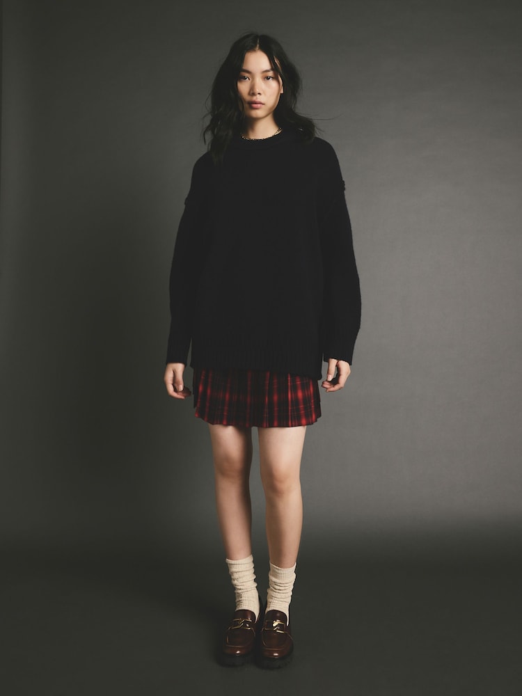 Navy Blue Premium Seam Detail Fine Knitted Jumper - Image 2 of 8