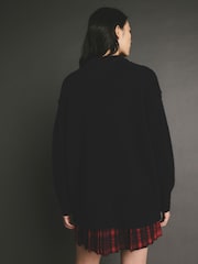 Navy Blue Premium Seam Detail Fine Knitted Jumper - Image 4 of 8