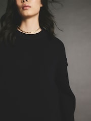 Navy Blue Premium Seam Detail Fine Knitted Jumper - Image 5 of 8
