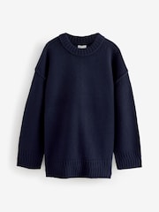 Navy Blue Premium Seam Detail Fine Knitted Jumper - Image 6 of 8