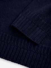 Navy Blue Premium Seam Detail Fine Knitted Jumper - Image 8 of 8