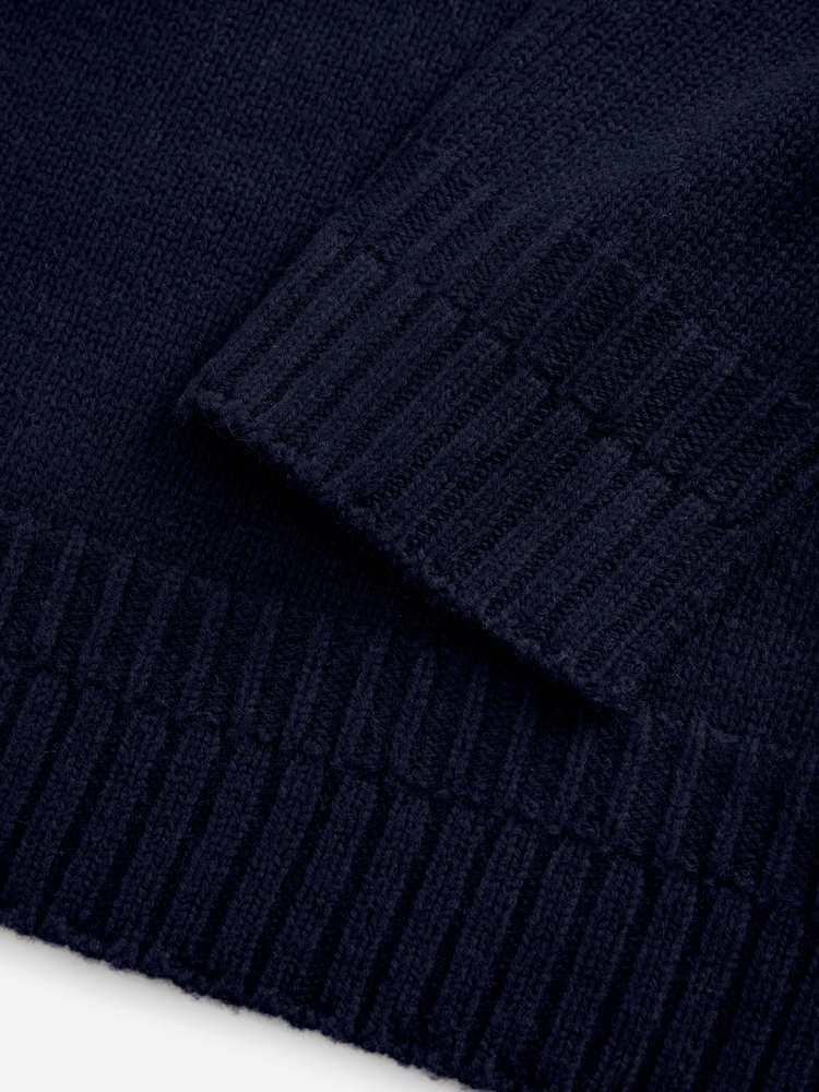 Navy Blue Premium Seam Detail Fine Knitted Jumper - Image 8 of 8
