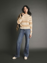 Neutral Stripe Premium Soft Touch 100% Cashmere Knitted Jumper - Image 2 of 6