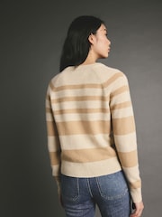 Neutral Stripe Premium Soft Touch 100% Cashmere Knitted Jumper - Image 3 of 6