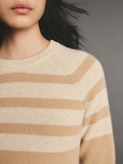 Neutral Stripe Premium Soft Touch 100% Cashmere Knitted Jumper - Image 4 of 6