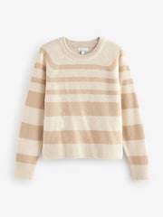 Neutral Stripe Premium Soft Touch 100% Cashmere Knitted Jumper - Image 5 of 6