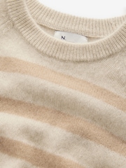 Neutral Stripe Premium Soft Touch 100% Cashmere Knitted Jumper - Image 6 of 6