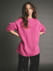 Blush Pink Premium Seam Detail Fine Knitted Jumper - Image 2 of 9