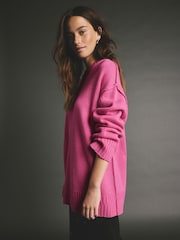 Blush Pink Premium Seam Detail Fine Knitted Jumper - Image 3 of 9