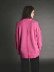 Blush Pink Premium Seam Detail Fine Knitted Jumper - Image 4 of 9