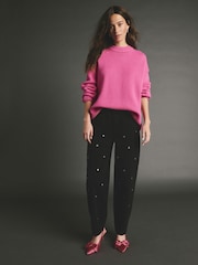 Blush Pink Premium Seam Detail Fine Knitted Jumper - Image 5 of 9