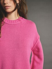 Blush Pink Premium Seam Detail Fine Knitted Jumper - Image 6 of 9