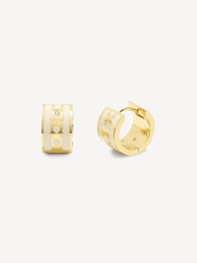 COACH Gold Tone Signature Huggie Earrings - Image 2 of 3