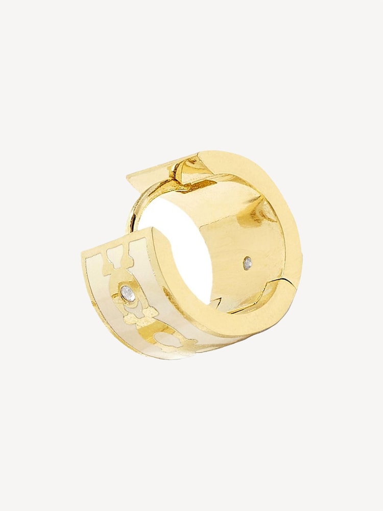 COACH Gold Tone Signature Huggie Earrings - Image 3 of 3 COACH Gold Tone Signature Huggie Earrings - Image 3 of 3