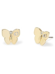 COACH Gold Tone Signature Butterfly Stud Earrings - Image 2 of 3