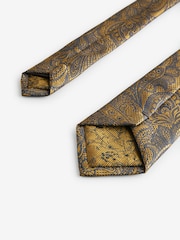Ochre Yellow Textured Paisley Tie, Pocket Square And Pin Set - Image 4 of 6