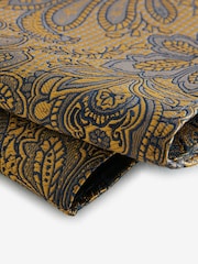 Ochre Yellow Textured Paisley Tie, Pocket Square And Pin Set - Image 6 of 6
