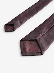 Burgundy Red Textured Paisley Tie, Pocket Square And Pin Set - Image 4 of 6