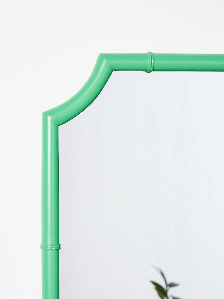 Oliver Bonas Sage Green Bambou Mahogany Wooden Wall Mirror - Image 3 of 3 Oliver Bonas Sage Green Bambou Mahogany Wooden Wall Mirror - Image 3 of 3