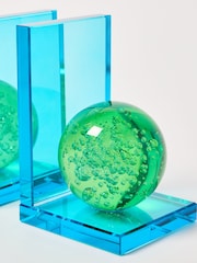 Oliver Bonas Green Azul Glass Crystal Book Ends - Image 2 of 3