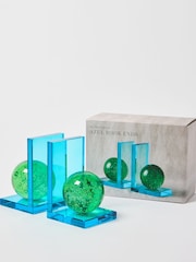 Oliver Bonas Green Azul Glass Crystal Book Ends - Image 3 of 3