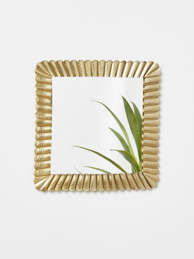 Oliver Bonas Gold Metal Cordelia Scalloped Wall Mirror - Image 1 of 3 Oliver Bonas Gold Metal Cordelia Scalloped Wall Mirror - Image 1 of 3