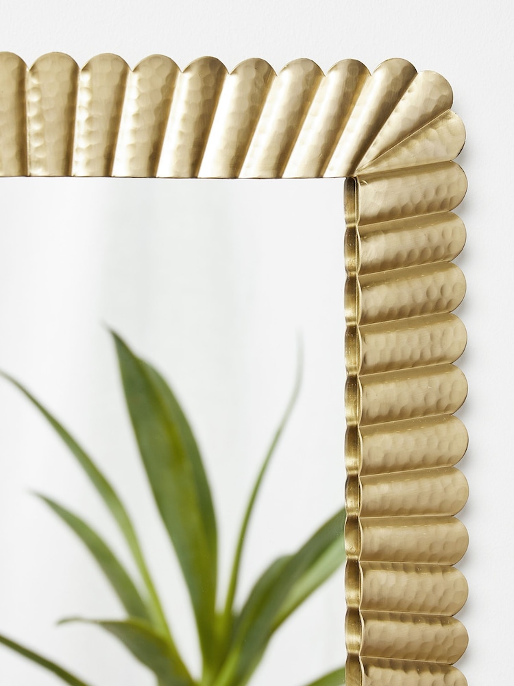 Oliver Bonas Gold Metal Cordelia Scalloped Wall Mirror - Image 3 of 3