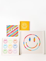Oliver Bonas White Beaded Happy Face Framed Wall Art - Image 1 of 4