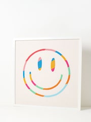 Oliver Bonas White Beaded Happy Face Framed Wall Art - Image 2 of 4