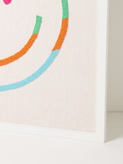 Oliver Bonas White Beaded Happy Face Framed Wall Art - Image 3 of 4